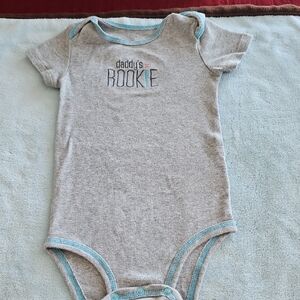 Carter's Gray Bodysuit with Blue Accents